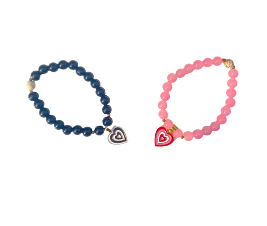 Matching heart bracelet pair
