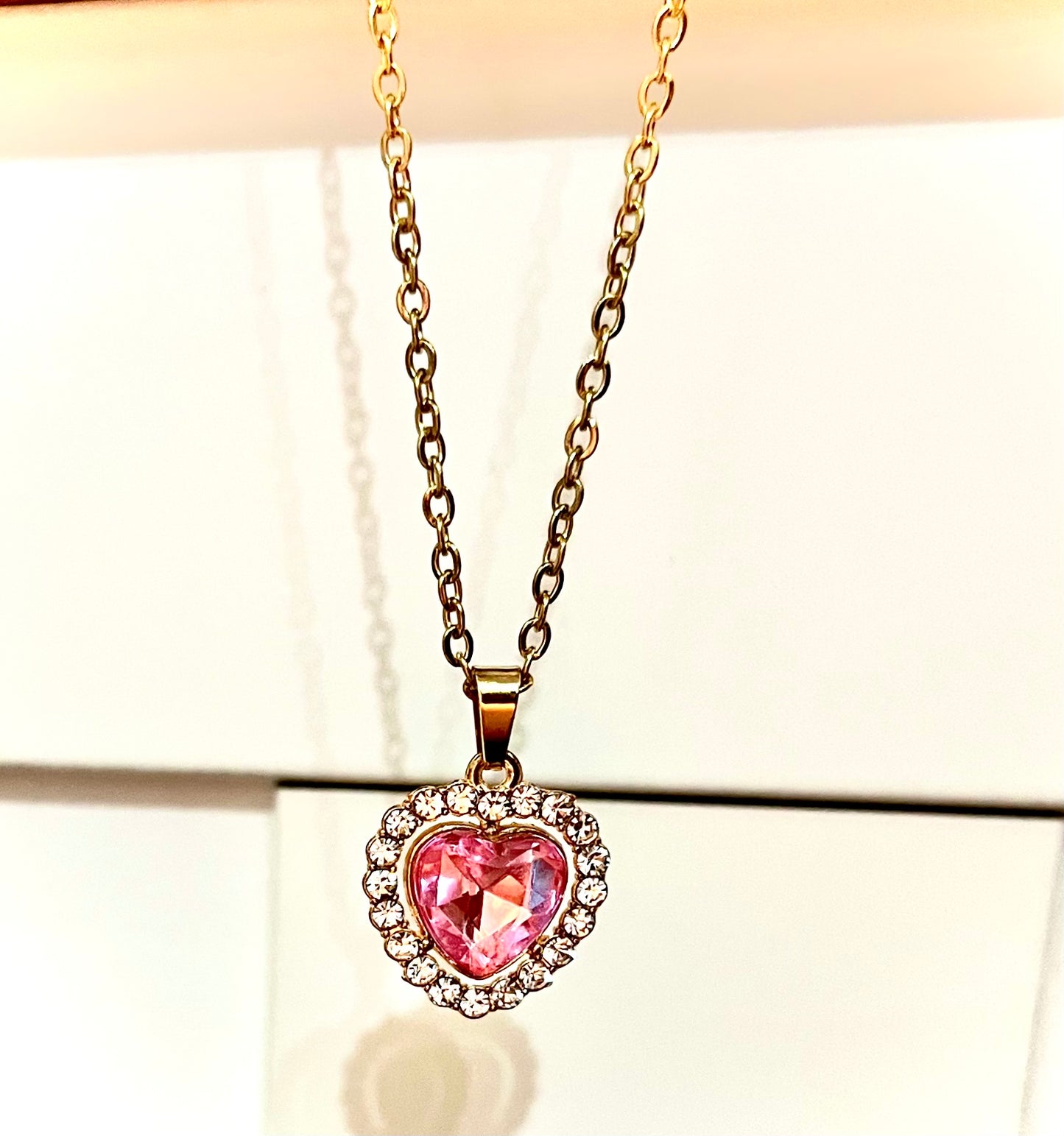 Pink heart necklace