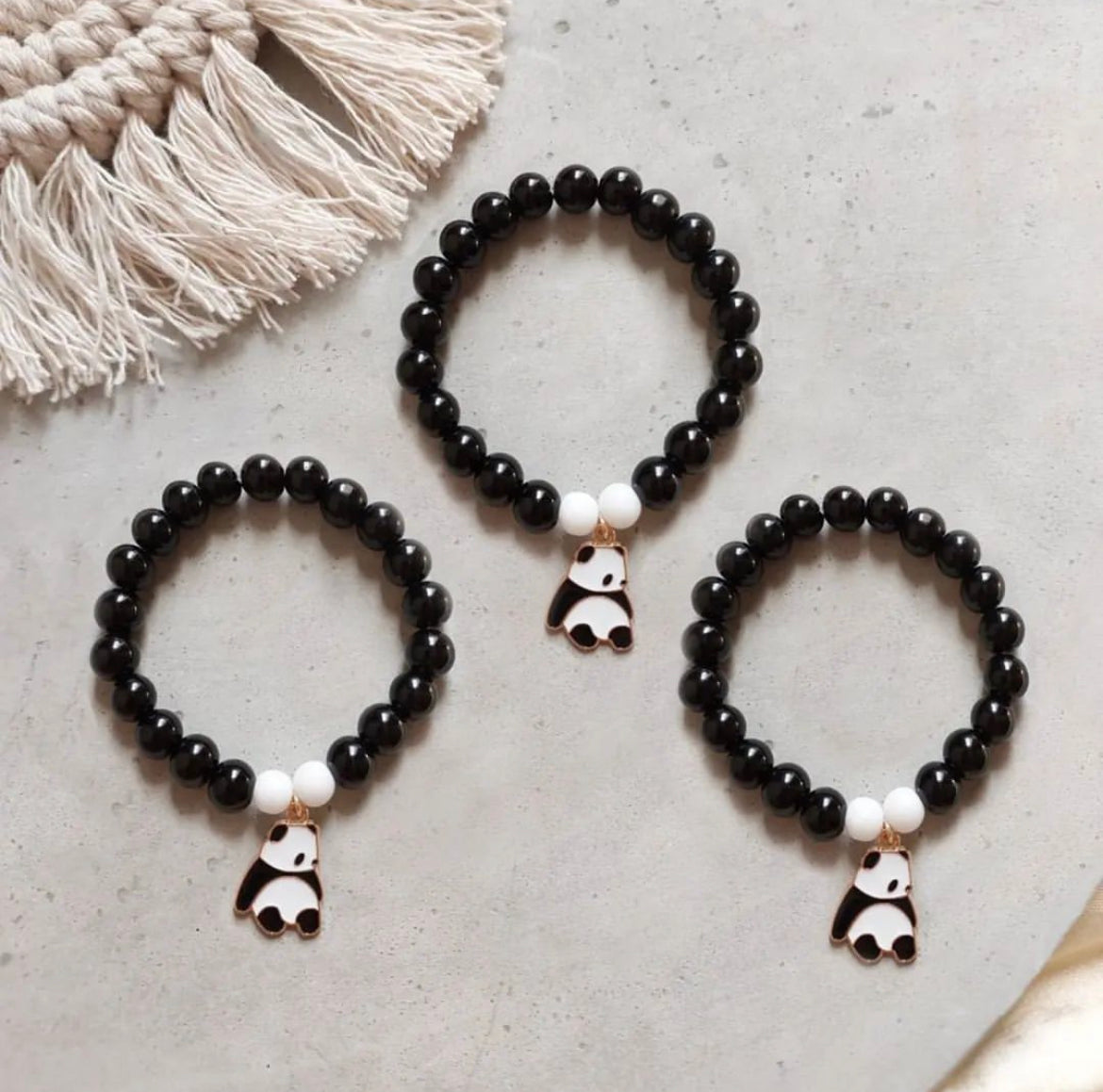Cute trio panda stone bracelet