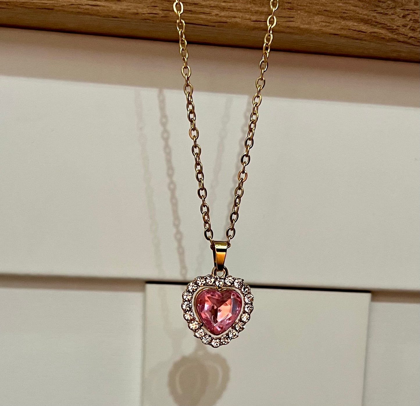 Pink heart necklace