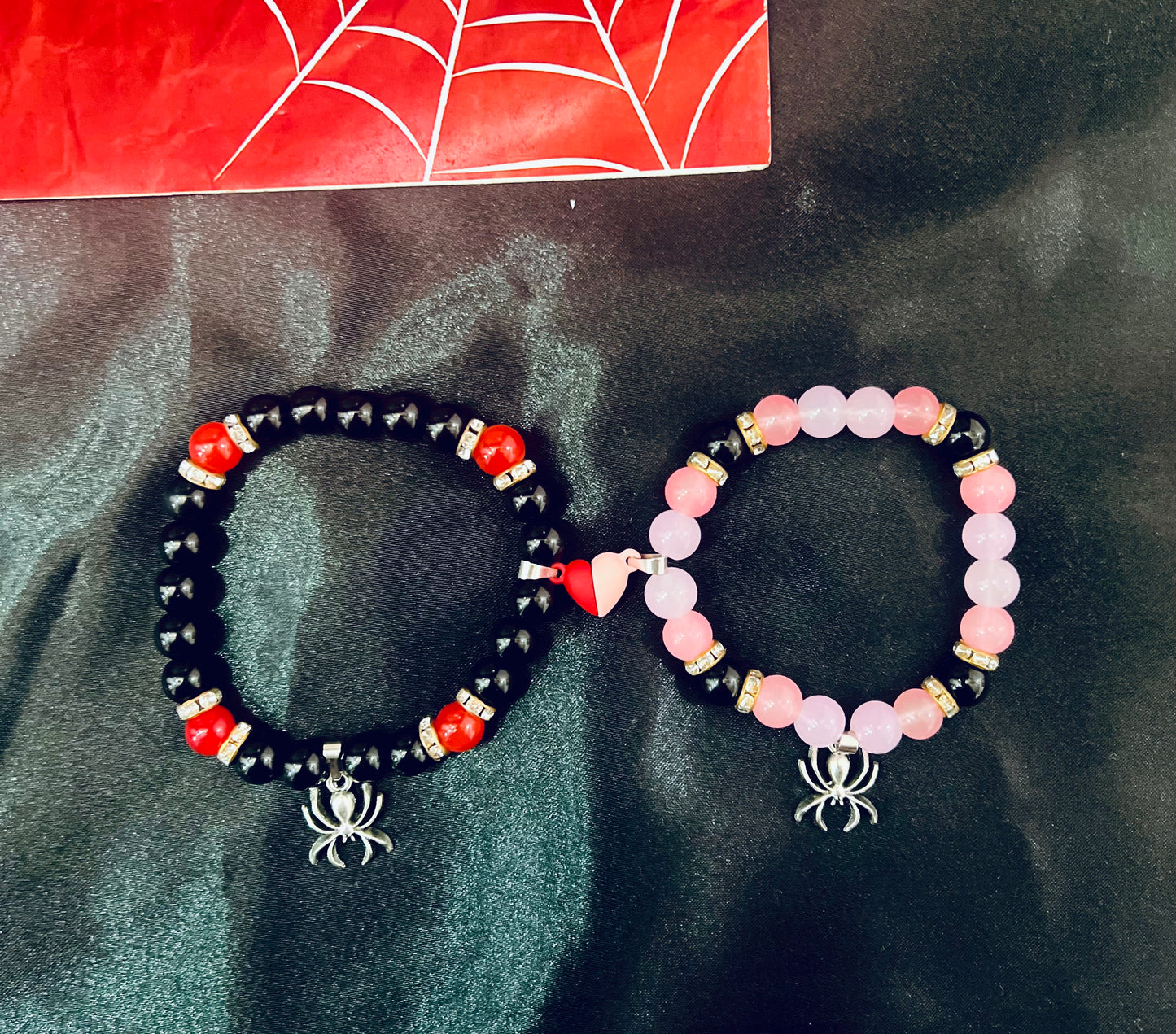 Spider man pair bracelets black and pink