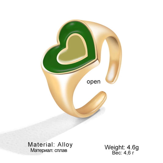 Green colourful heart ring