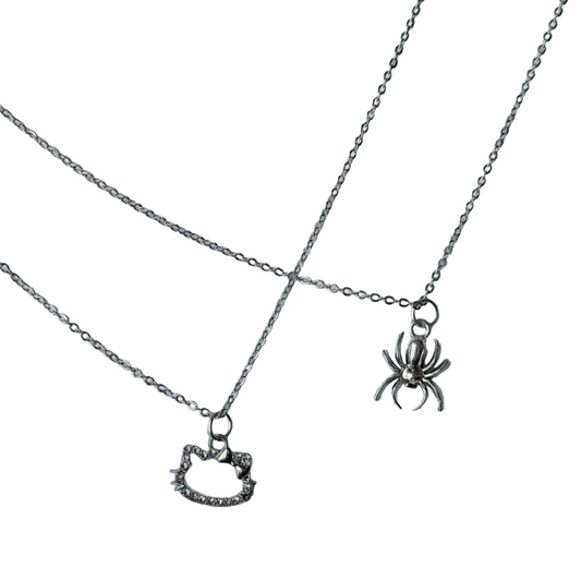 Hello kitty / spider man necklace