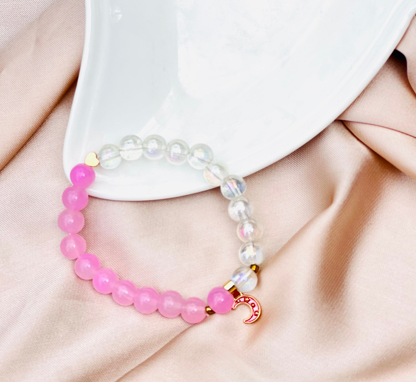 Pink moon stone bracelet
