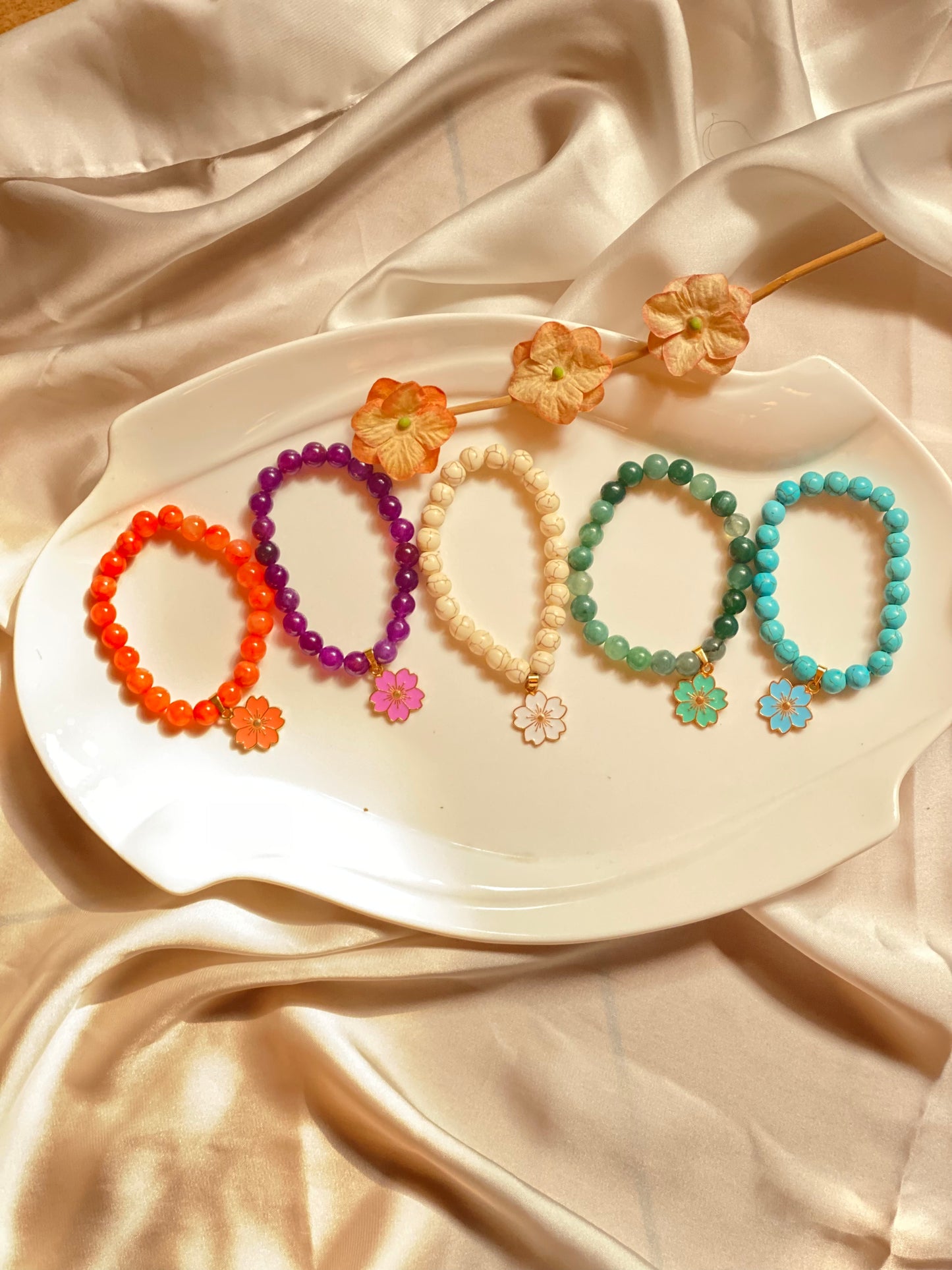 Lotus flower bracelets in different colours