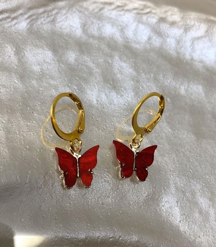 Butterfly Earrings/ Huggies These beautiful acrylic butterfly huggies/earrings