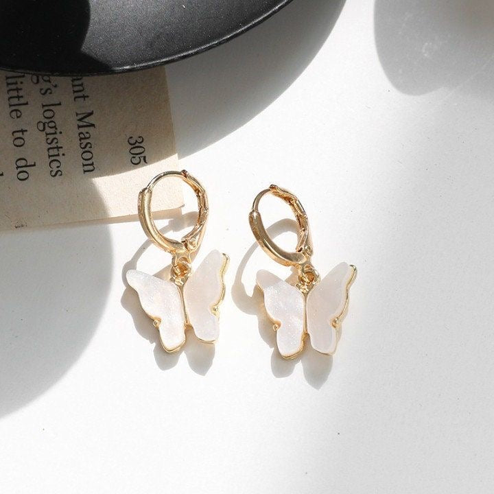 Butterfly Earrings/ Huggies These beautiful acrylic butterfly huggies/earrings