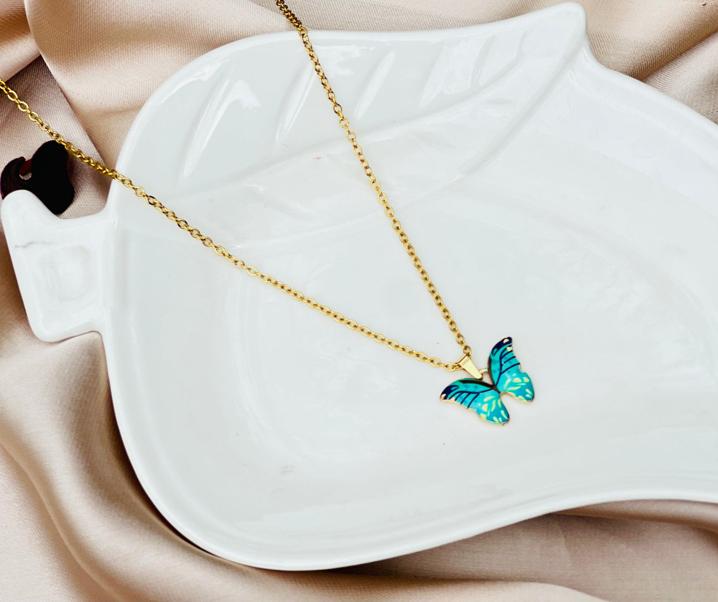 Green butterfly pendant/ necklace