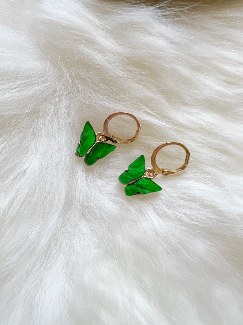 Butterfly Earrings/ Huggies These beautiful acrylic butterfly huggies/earrings