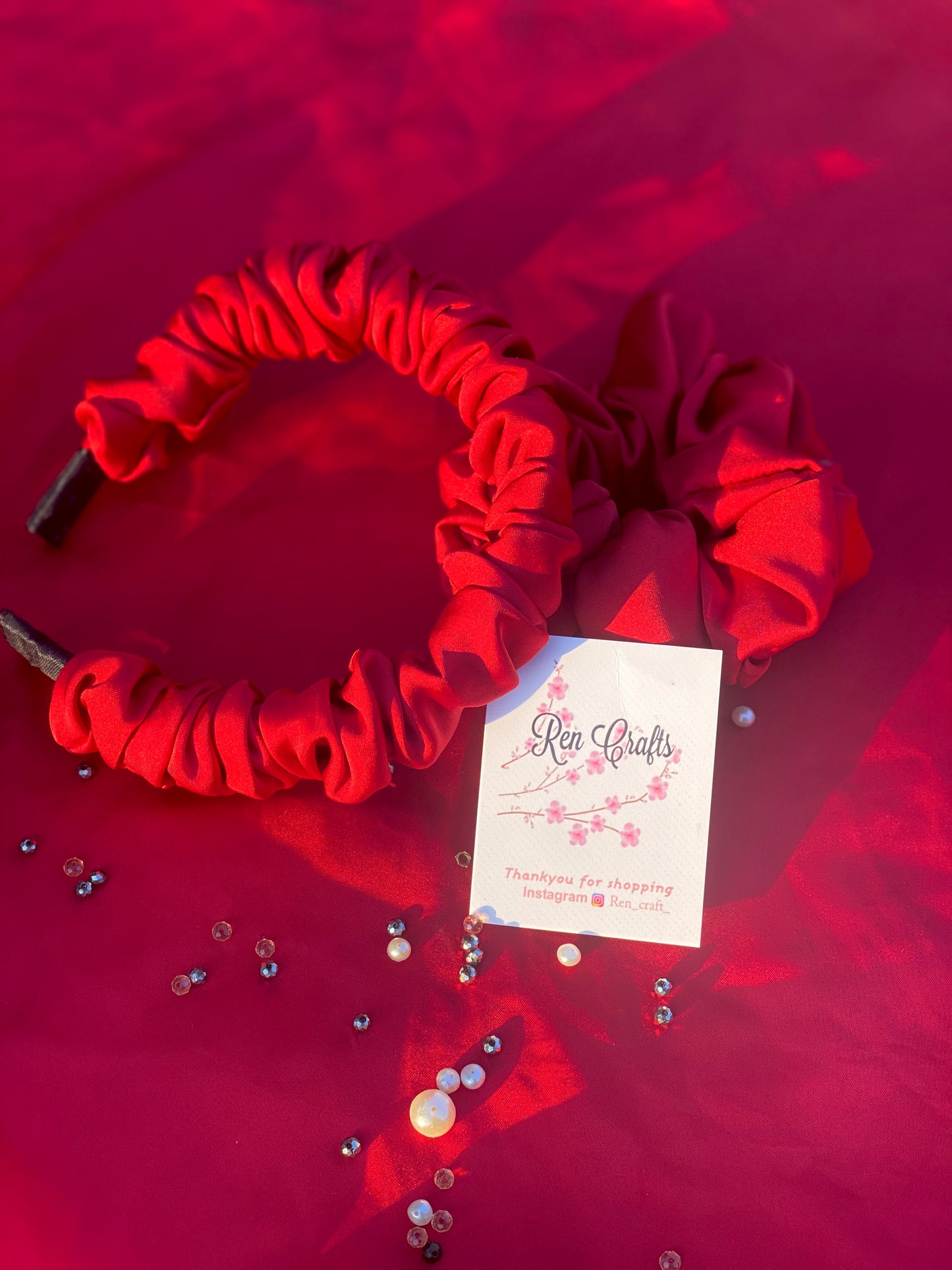 Red Scrunchy headband with Scrunchy