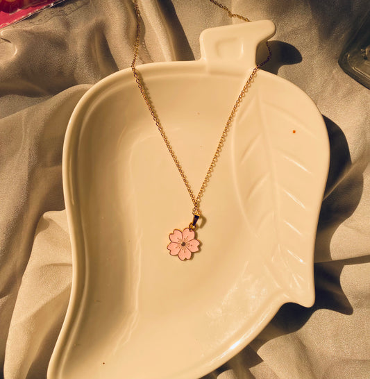 Lotus pink flower pendant
