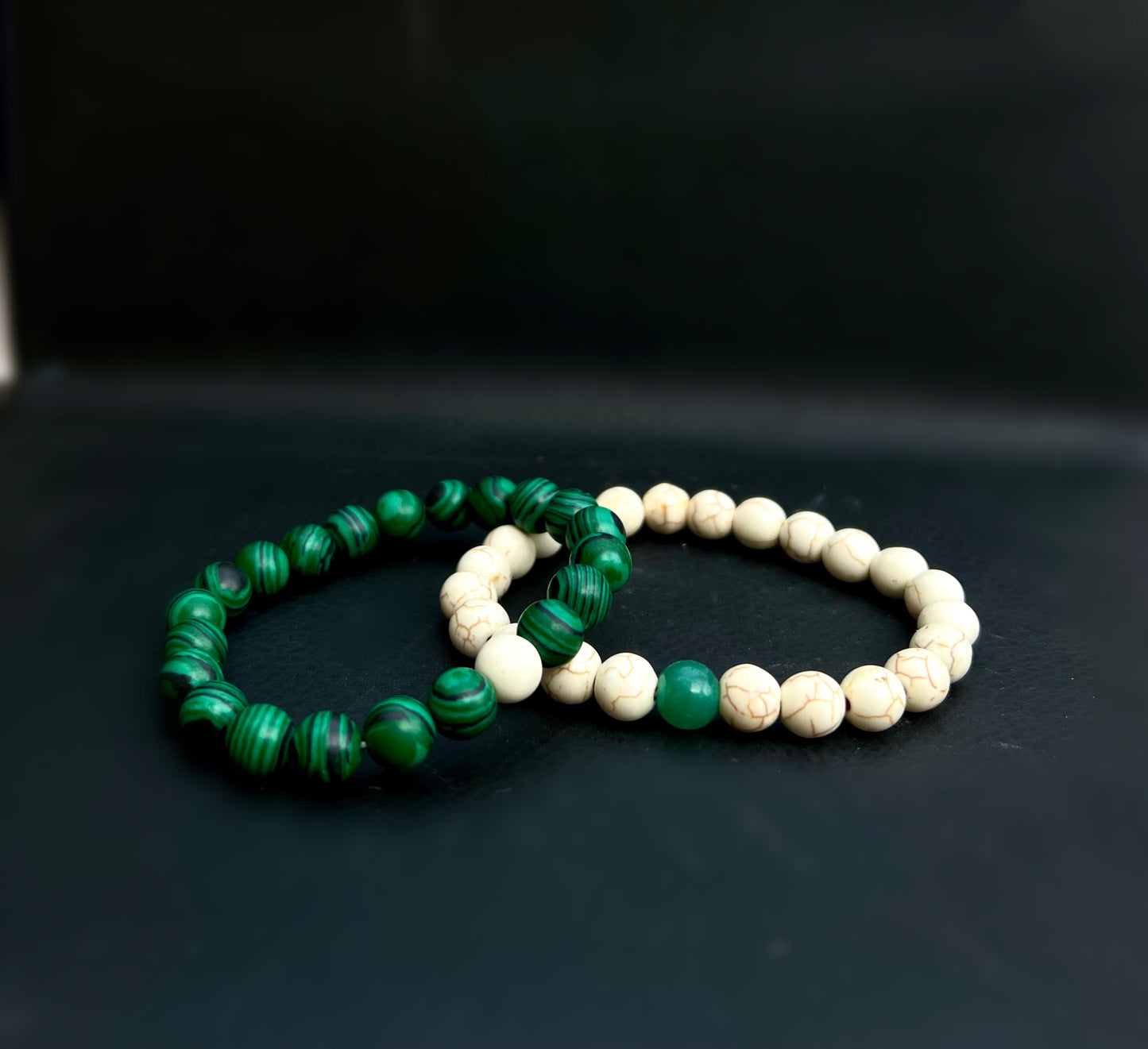 Green / white marble bracelets