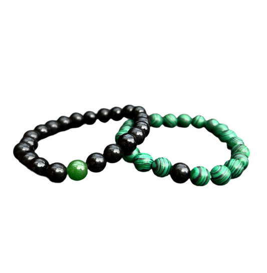 Green / white marble bracelets