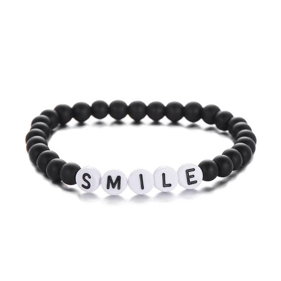 Black stone bracelet with name