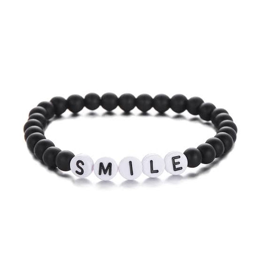 Black stone bracelet with name