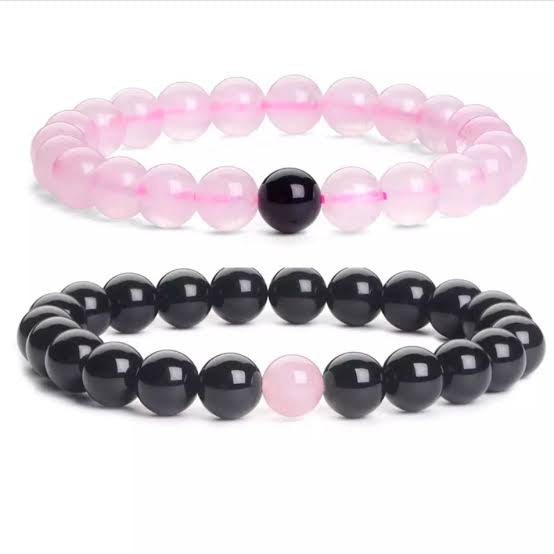 Pink / black basic stone bracelet