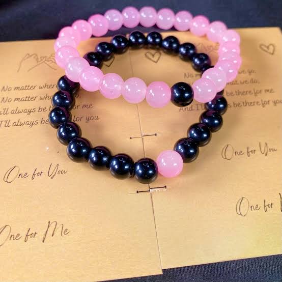 Pink / black basic stone bracelet