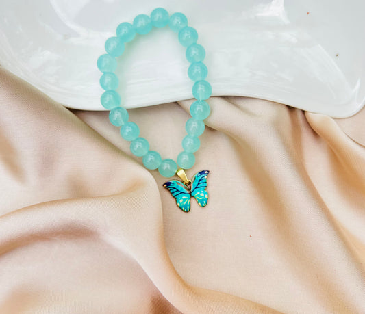 Green butterfly stone bracelet
